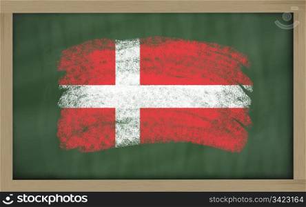 Chalky national flag of denmark painted with color chalk on blackboard illustration