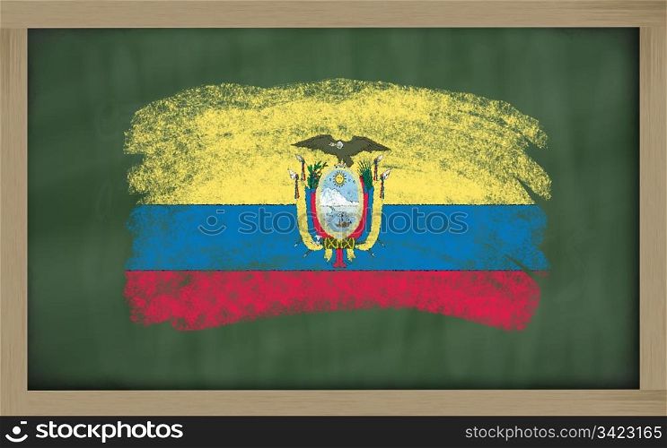Chalky national flag of ecuador painted with color chalk on blackboard illustration