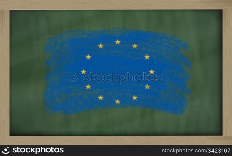 Chalky national flag of europe painted with color chalk on blackboard illustration