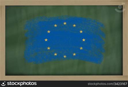 Chalky national flag of europe painted with color chalk on blackboard illustration