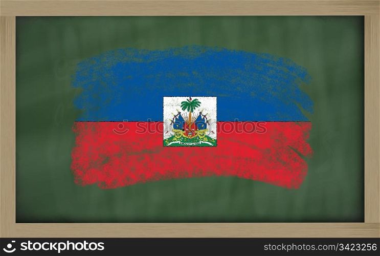 Chalky national flag of haiti painted with color chalk on blackboard illustration