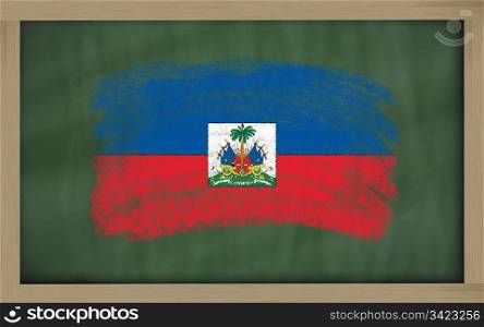Chalky national flag of haiti painted with color chalk on blackboard illustration