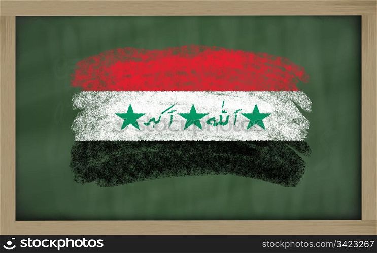 Chalky national flag of iraq painted with color chalk on blackboard illustration