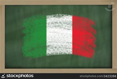 Chalky national flag of italy painted with color chalk on blackboard illustration