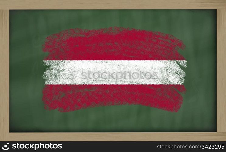Chalky national flag of latvia painted with color chalk on blackboard illustration
