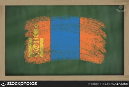 Chalky national flag of mongolia painted with color chalk on blackboard illustration