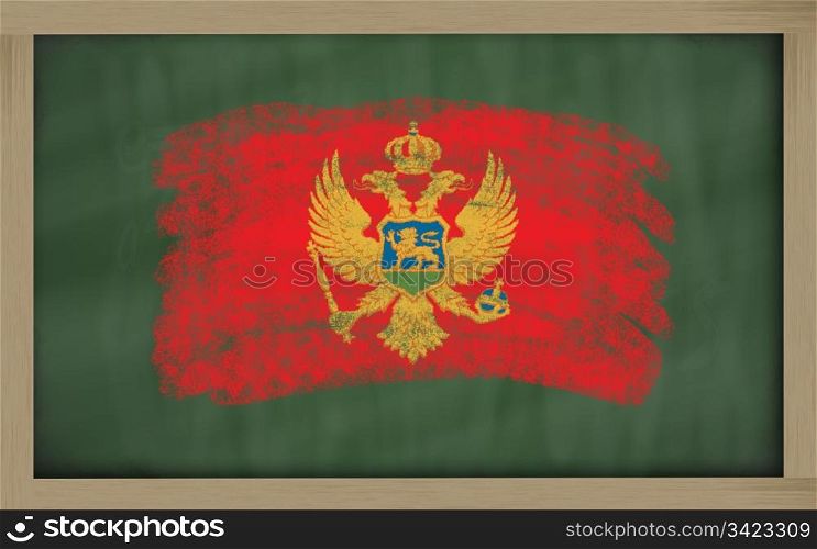 Chalky national flag of montenegro painted with color chalk on blackboard illustration
