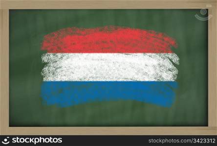 Chalky national flag of netherlands painted with color chalk on blackboard illustration