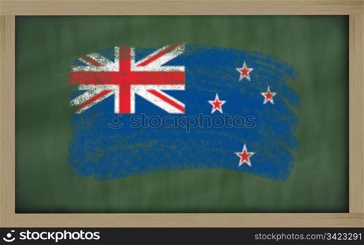 Chalky national flag of new zealand painted with color chalk on blackboard illustration
