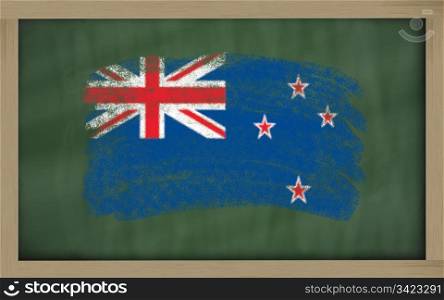 Chalky national flag of new zealand painted with color chalk on blackboard illustration