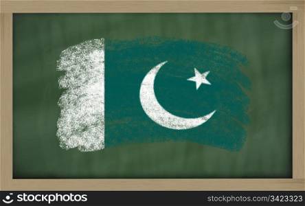 Chalky national flag of pakistan painted with color chalk on blackboard illustration