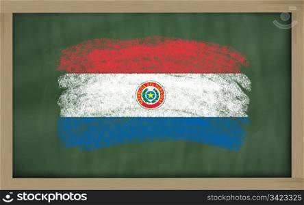 Chalky national flag of paraguay painted with color chalk on blackboard illustration
