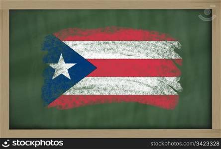 Chalky national flag of puertorico painted with color chalk on blackboard illustration