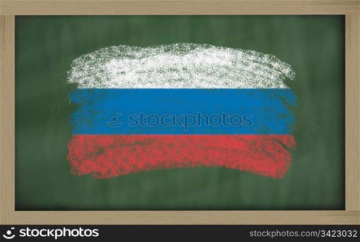 Chalky national flag of russia painted with color chalk on blackboard illustration