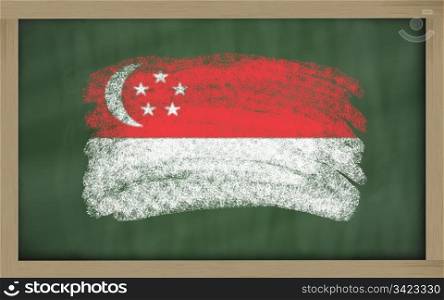 Chalky national flag of singapore painted with color chalk on blackboard illustration