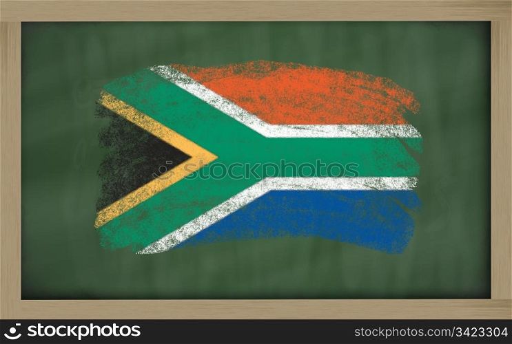 Chalky national flag of south africa painted with color chalk on blackboard illustration