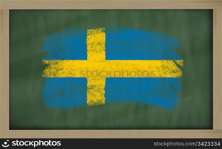 Chalky national flag of sweden painted with color chalk on blackboard illustration