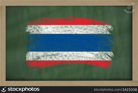 Chalky national flag of thailand painted with color chalk on blackboard illustration