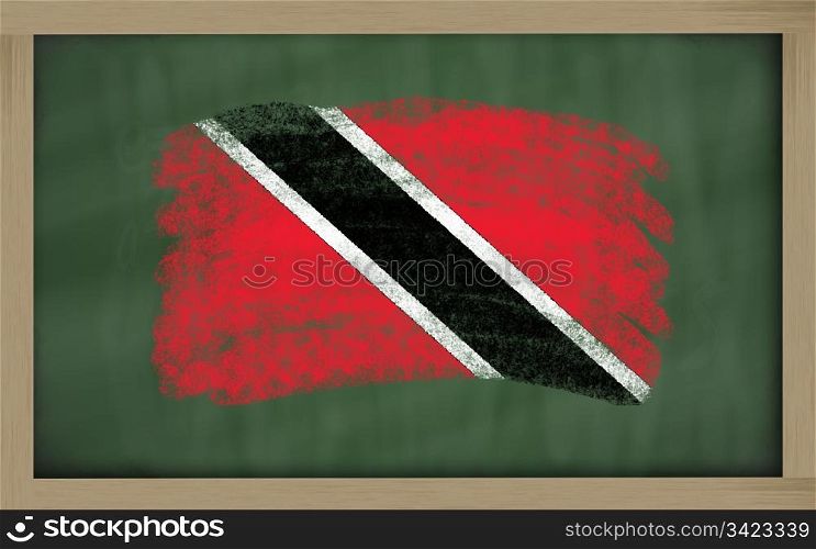 Chalky national flag of trinidad tobago painted with color chalk on blackboard illustration