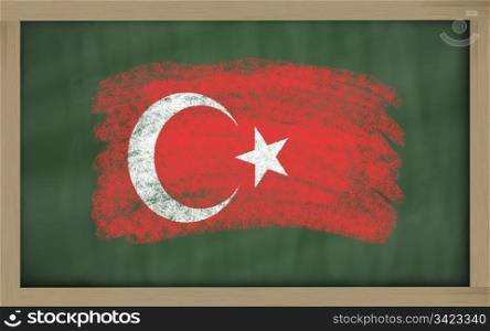 Chalky national flag of turkey painted with color chalk on blackboard illustration