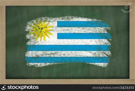 Chalky national flag of uruguay painted with color chalk on blackboard illustration