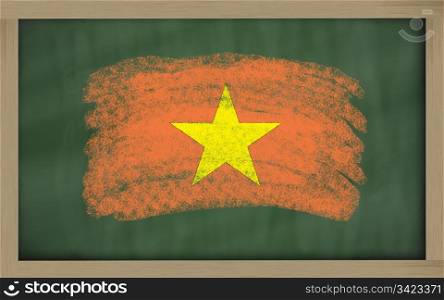 Chalky national flag of vietnam painted with color chalk on blackboard illustration