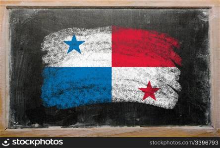 Chalky panama flag painted with color chalk on old blackboard