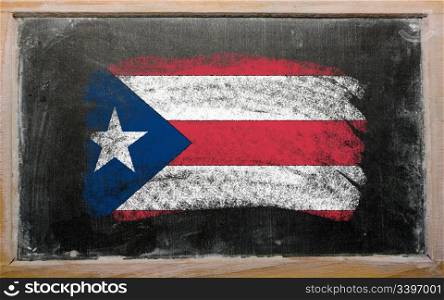 Chalky puertorican flag painted with color chalk on old blackboard