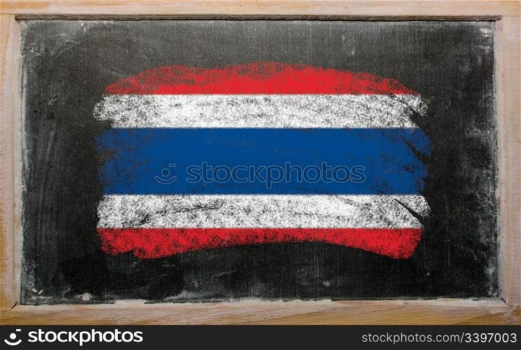 Chalky thailand flag painted with color chalk on old blackboard