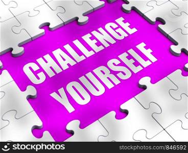 Challenge yourself concept icon meaning determination required. Boldness and bravery needed for a successful outcome - 3d illustration