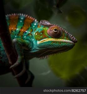 Chameleon in nature. Illustration Generative AI 