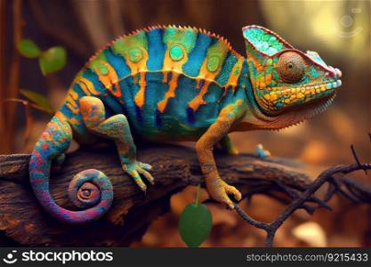 chameleon in the process of changing colors, showing off its full range, created with generative ai. chameleon in the process of changing colors, showing off its full range