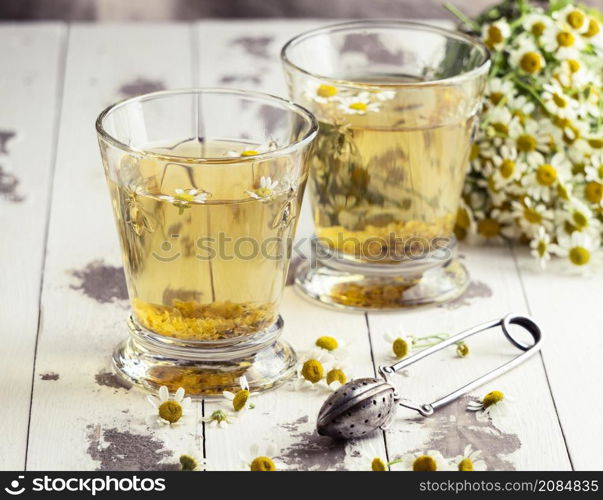 chamomile tea cups arrangement