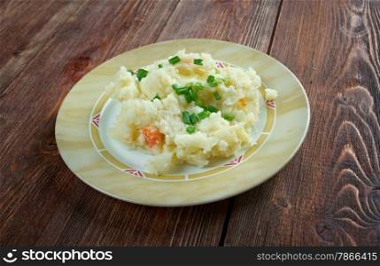 Champ - Irish dish.mashed potatoes and chopped spring onions with butter and milk