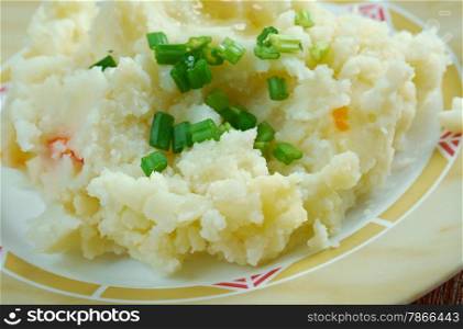 Champ - Irish dish.mashed potatoes and chopped spring onions with butter and milk