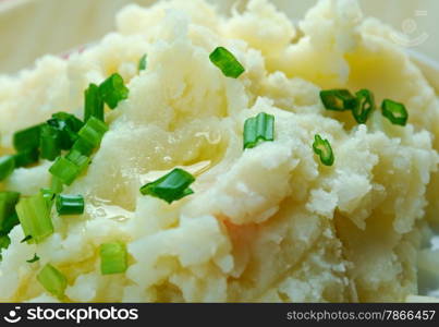 Champ - Irish dish.mashed potatoes and chopped spring onions with butter and milk