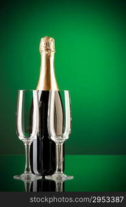 Champagne against color gradient background