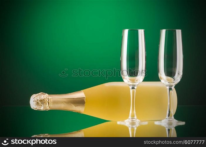 Champagne against color gradient background