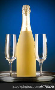 Champagne against color gradient background