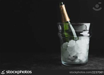 champagne bottle ice bucket with copy space