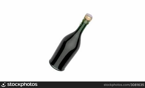 Champagne bottle on white background