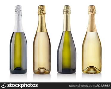 champagne bottles. Set of champagne bottles. isolated on white background