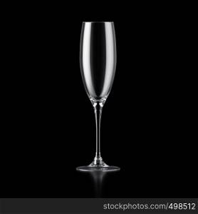 Champagne glass isolated on black background. Champagne glass