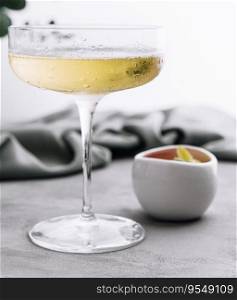 champagne or prosecco into a glass