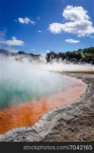 Champagne Pool hot lake in Waiotapu geothermal area, Rotorua, New Zealand. Champagne Pool hot lake in Waiotapu, Rotorua, New Zealand