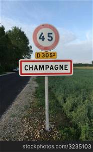 Champagne road sign