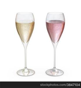 Champagne Tulip Glasses set with liquid, clipping path included&#xA;