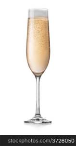 Champagne with bubbles in a glass isolated on white