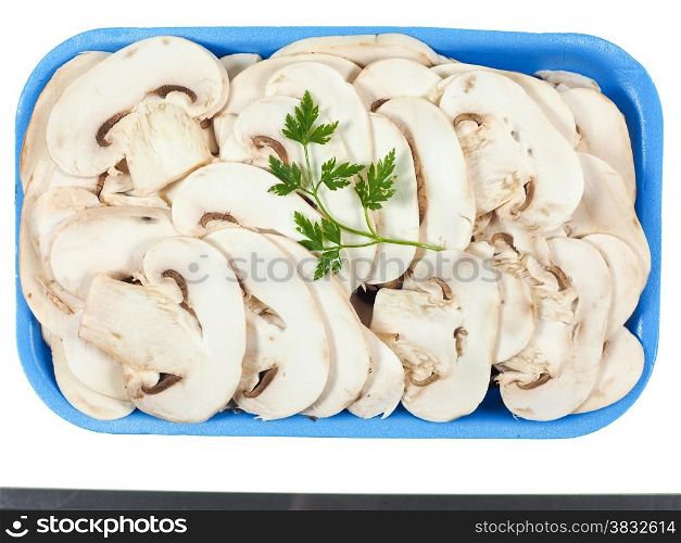 Champignon mushroom isolated. Agaricus bisporus aka champignons mushrooms isolated over white background