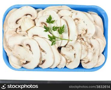 Champignon mushroom isolated. Agaricus bisporus aka champignons mushrooms isolated over white background
